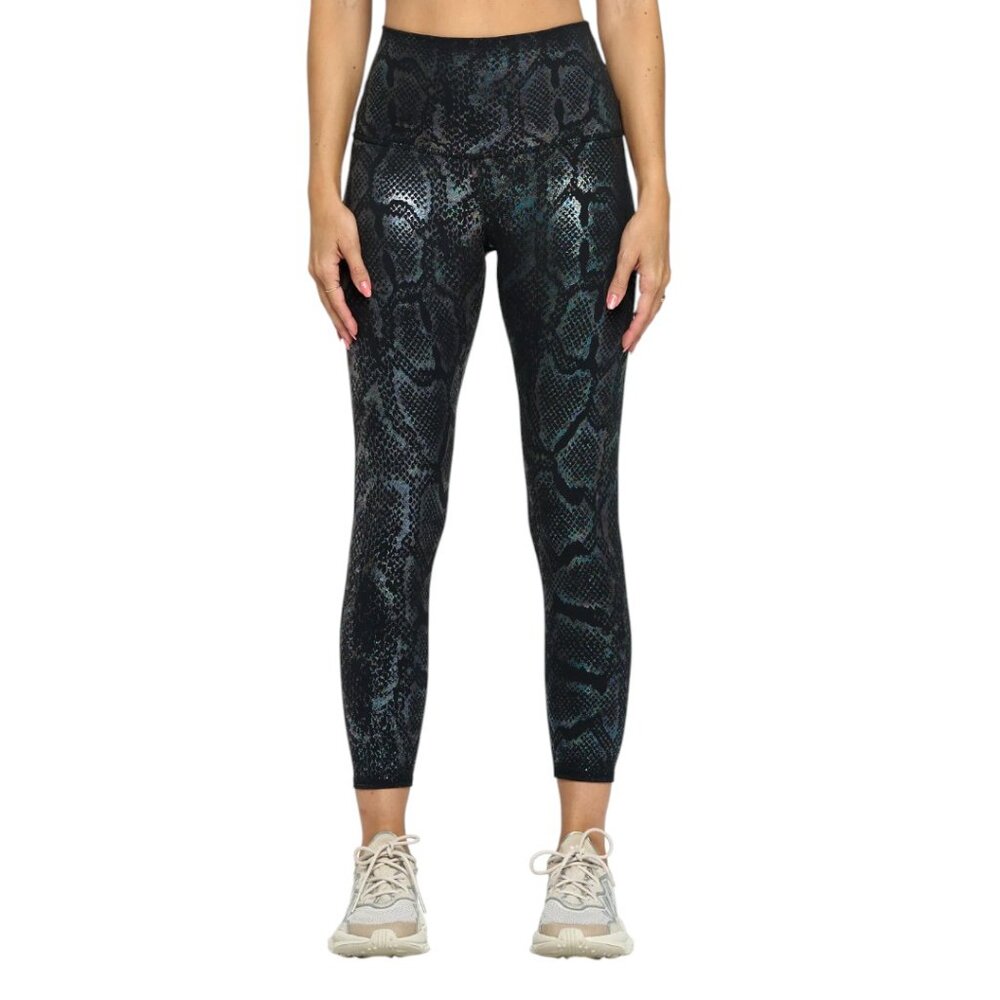 EVCR Mia Black Iridescent Shine Snake Legging (High-Waist) LIMITED FOIL EDITION